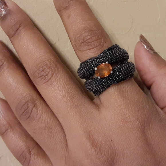 925 Genuine Madeira Citrine and Natural Black Spinel. PRICE IS FIRM. - Picture 13 of 16